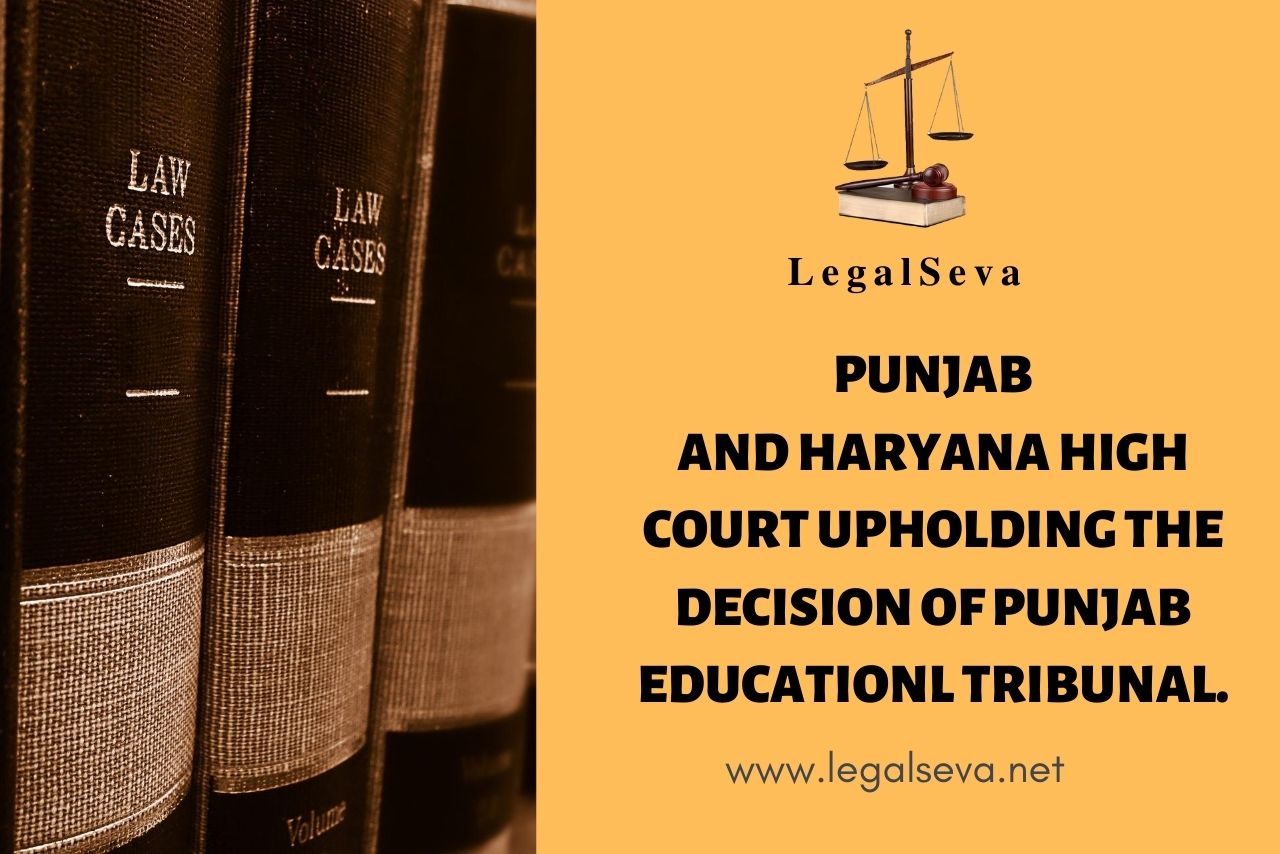 High Court Appeal against Education Tribunal Punjab Order